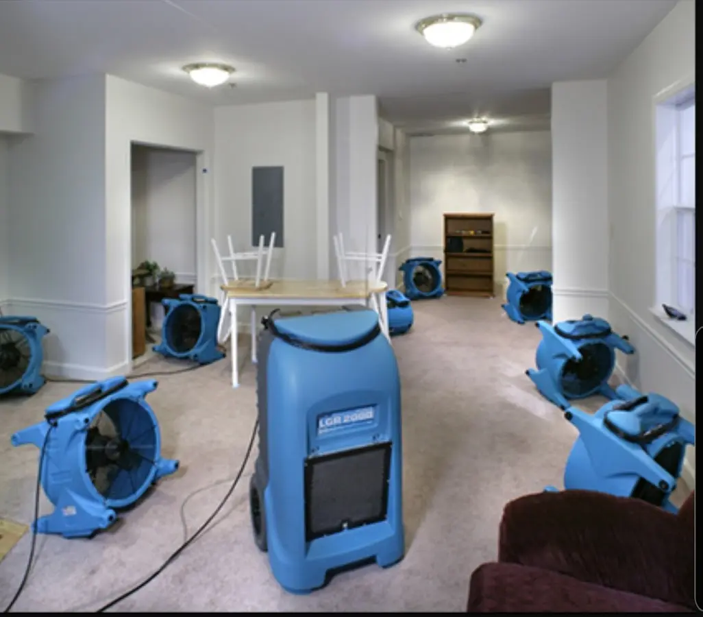 Air movers and dehumidifier setup for Water Extraction & Removal in Rye Brook